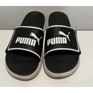 Mens Puma Soft Ride Flip Flops Size 11 Black/White